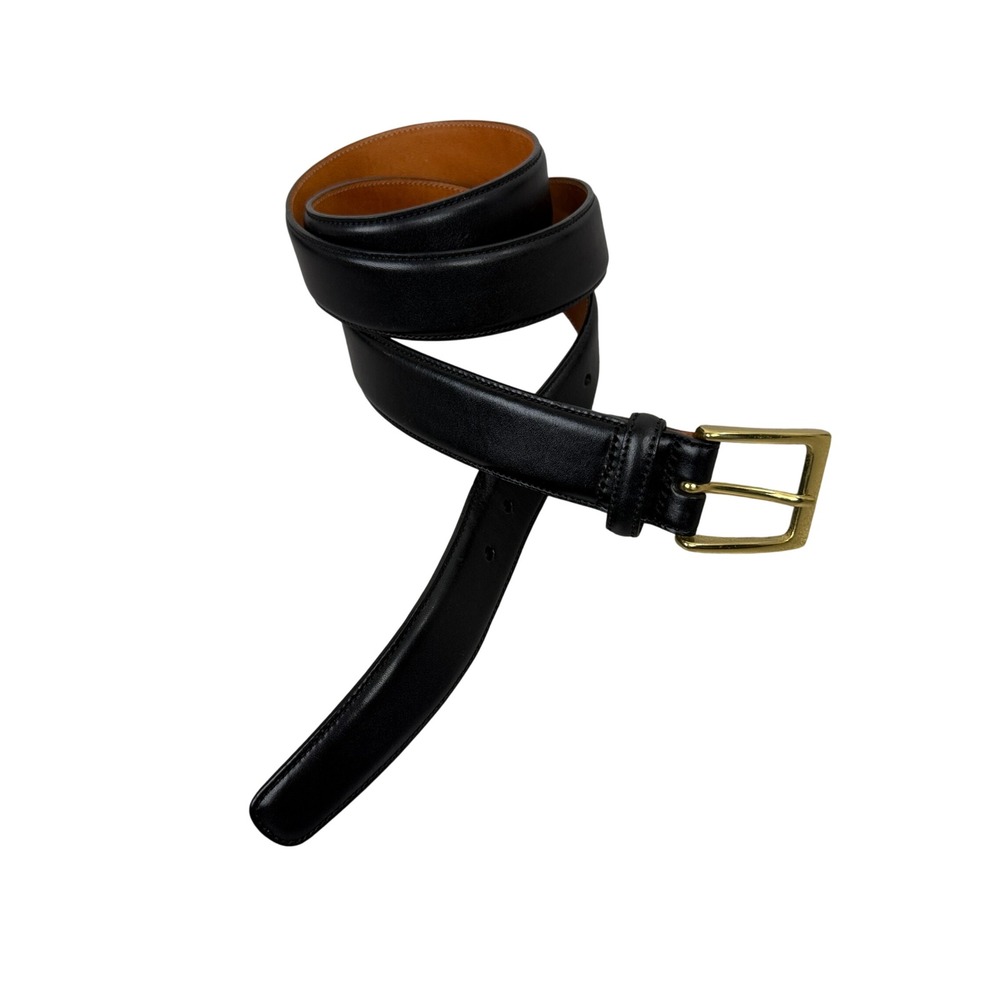 Trafalgar Belt Mens 38 Black Cortina Leather Gold Tone Buckle Dress Formal